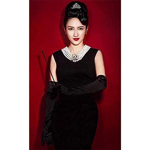 Hudiefly Holly ikonisches schwarzes Kleid-Kostüm-Set aus Baumwolle, inspiriert von Audrey Hepburn (L) von Hudiefly