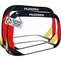 HUDORA 76944 - Pop Up Fußballtor (2er Set), schwarz/rot/gold, Maße: 120x80x80cm von Hudora