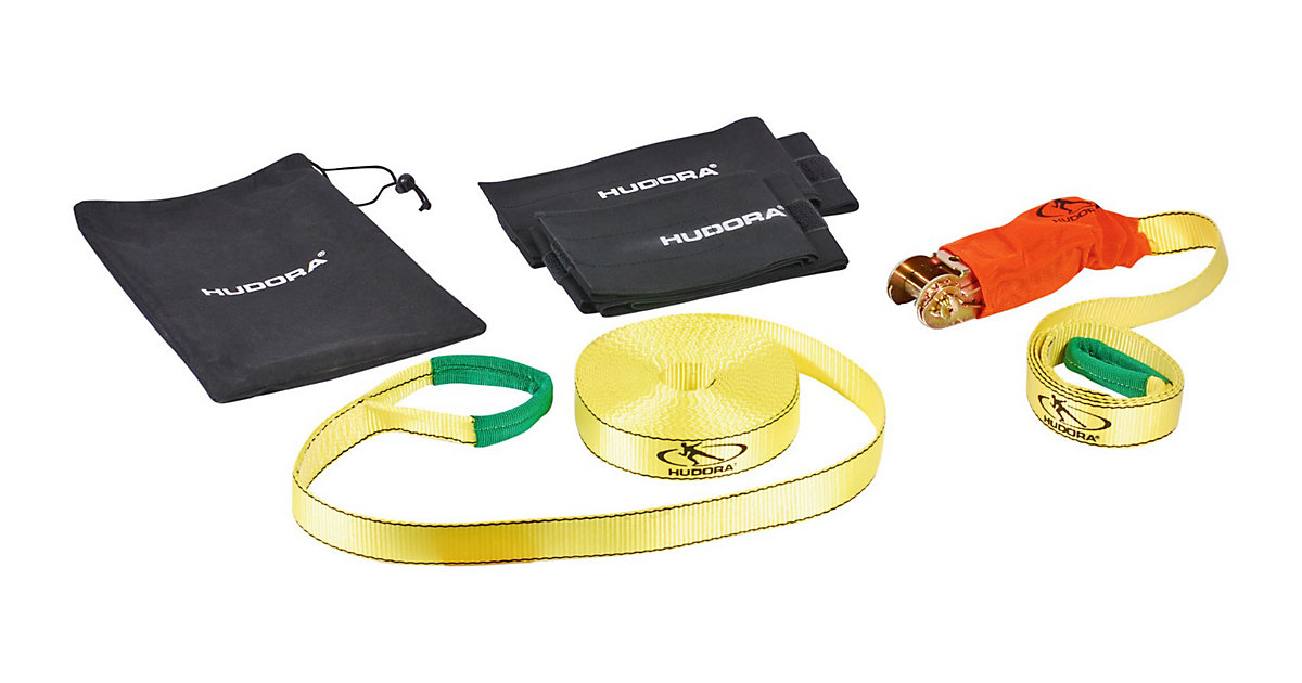 Slackline mit Baumschutz gelb von Hudora