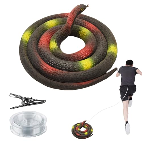 Huehkir Schlangen-Streich - Realistischer Schlangen-Scherz Mit Zugband Und Karabinerhaken - Lustiges Gag-Set Mit Realistischen Streichen Für Geburtstage, Partys & Aprilscherze von Huehkir