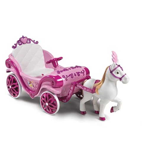 Huffy Disney Princess Königliche Pferdekutsche als batteriebetriebenes Elektrofahrzeug zum Reiten, pink, für Kinder ab 3 Jahren von Huffy