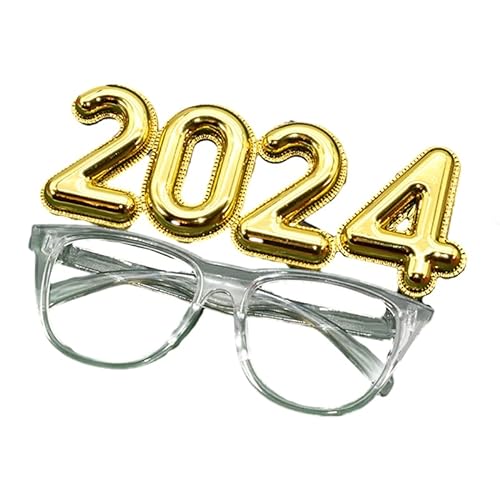 HugMiu 2024 Themen-Brillen rahmen, Lustige Party-Requisiten für das neue Jahr, Feierliche Dekoration für den Weihnachts vorfall von HugMiu