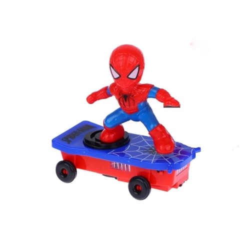 HugMiu Spider-Man Skateboard-Spielzeug Spider-Man Automatisches Drehen Skateboard-Spielzeug Elektrisches Musikspielzeug Kindergeburtstagsgeschenke Spider-Themenparty-Artikel Dekorationen von HugMiu