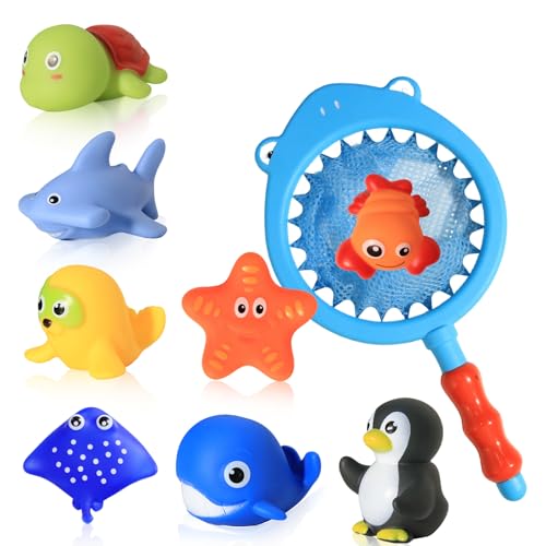 Hugitout Badespielzeug für Baby von 1 2 3 4 Jahren, Wasserspielzeug Kinder, Wasserspielzeug, Baby Badespielzeug, Wasserspielzeug-Badewanne, Badespielzeug Kinder (9 Stück ohne Form) von Hugitout