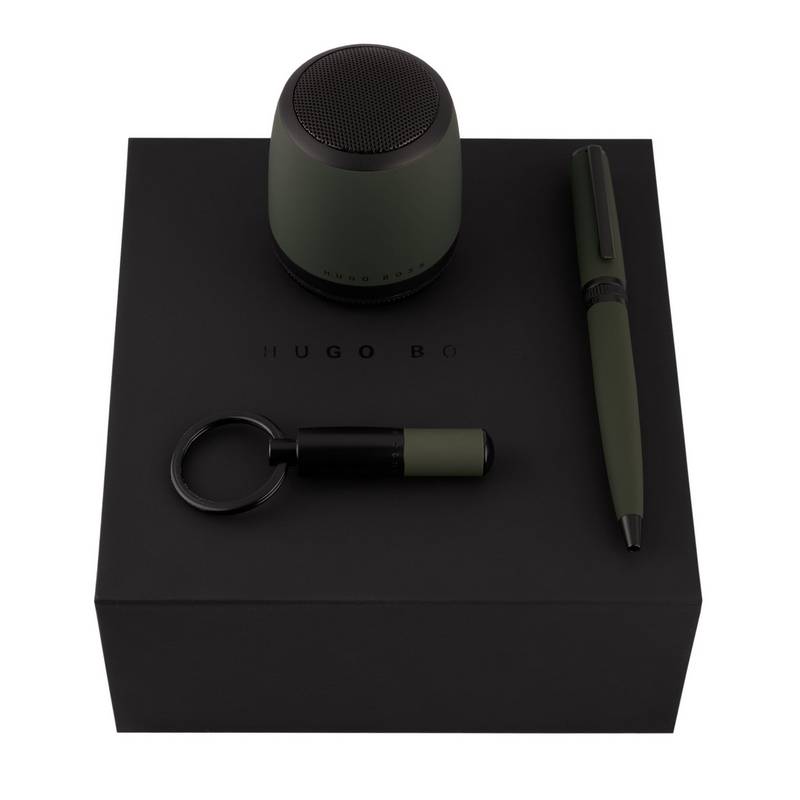 Hugo Boss Kugelschreiber Set Gear Matrix Khaki mit Schlüsselring & Speaker von Hugo Boss