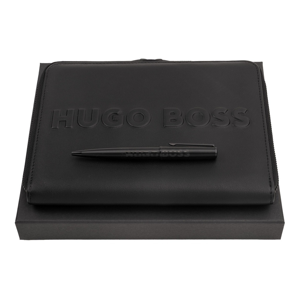 Hugo Boss Kugelschreiber Set Label Black mit Schreibmappe Hugo Boss Kugelschreiber Set Label Black mit Schreibmappe von Hugo Boss