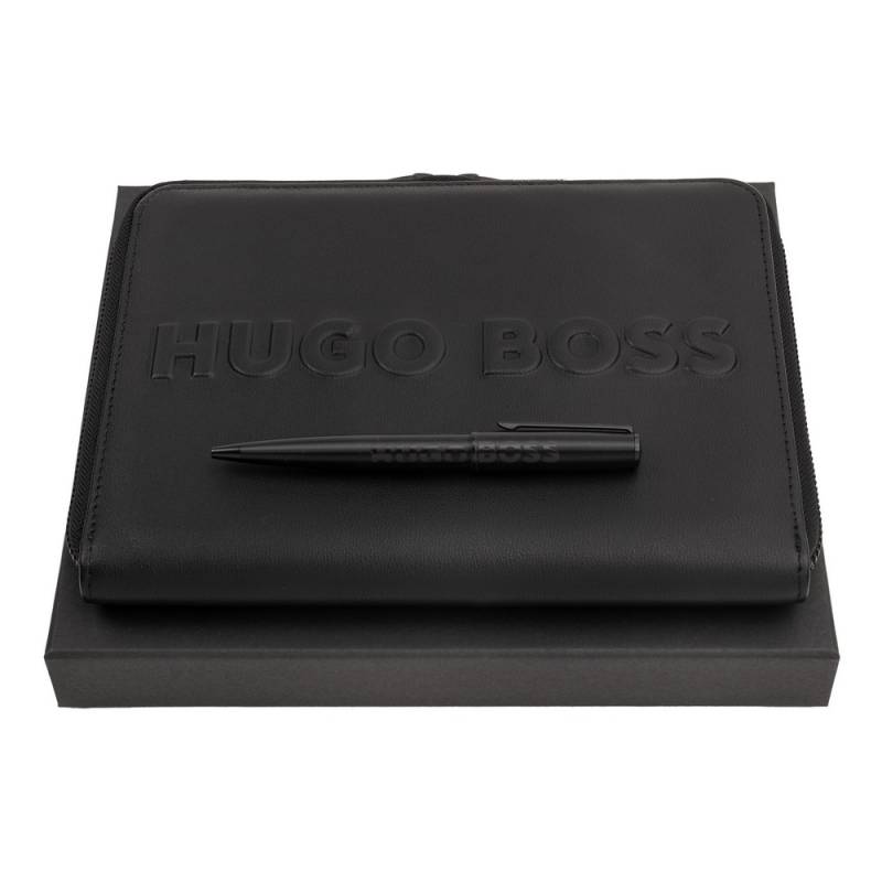 Hugo Boss Kugelschreiber Set Label Black mit Schreibmappe von Hugo Boss