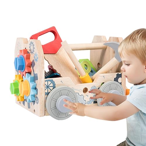 Hugsweet Kinder-Werkzeugbank-Set aus Holz, Spielzeug, Holz-Spielwerkzeug-Werkbank-Set | Kinder-Set, Spielzeug, Werkbank, Werkzeug - Konstruktionsspielzeug, pädagogisches -Spielzeug für Kinder, Jungen von Hugsweet