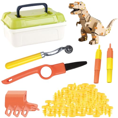 Kartonkonstruktion Tool Kit - 148 Stücke Kindergebäude Set, Bildungsspielzeug Für Heimspiel Und Klassenzimmer Lernen Kinder -Tool -Set -Spielzeug, Wiederverwendbare Pappwerkzeuge Für Kinder von Hugsweet