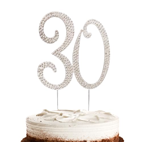 Hugwish Tortendeko 30 Geburtstag Mädchen, 30th Birthday Cake Topper Decorations, Nummer Cake Topper Zahlen 30 Strass Kuchendekoration, Kuchenstecker 30 Für Mädchen Birthday Oder Hochzeitstage (30) von Hugwish
