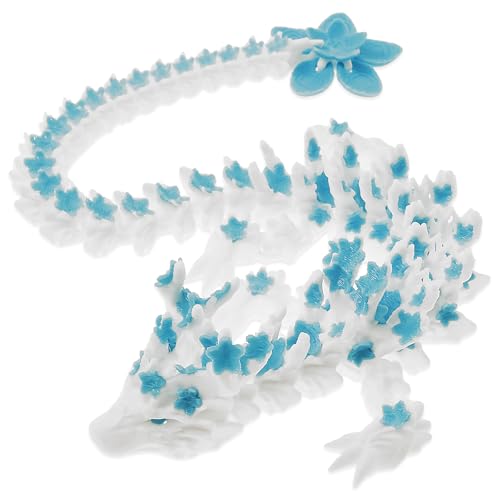 3D Printed Drachenei Creative 3D Printed Movable Artikuliertes Dragon Toy Dekoratives Modell Kinder Schreibtischspielzeug Drachen Ornament für Zuhause Wohnzimmer Kinder(Blau und Weiß) von HuhWafee