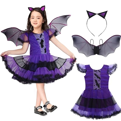 Huifengjie Fledermaus Kostüm Kinder Mädchen Halloween Kostüm Kinder Halloween kostüm Mädchen Fledermaus Kostüm Set mit Flügel und Haarreif Halloweenkostüm für Halloween Karneval Cosplay Party Huifengjie Fledermaus Kostüm Kinder Mädchen Halloween Kostüm Kinder Halloween kostüm Mädchen Fledermaus Kostüm Set mit Flügel und Haarreif Halloweenkostüm für Halloween Karneval Cosplay Party von Huifengjie