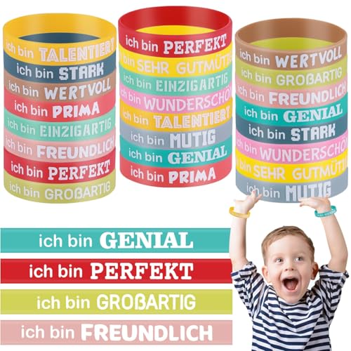Huiguli 24 Stück Motivationsarmbänder auf Deutsch, 20,2 cm Inspirierenden Sprüchen Silikon Armbänder, Motivierendes Silikonarmband, Mutmacher Geschenke Party Mitgebsel für Kollegen Teenager Kinder Huiguli 24 Stück Motivationsarmbänder auf Deutsch, 20,2 cm Inspirierenden Sprüchen Silikon Armbänder, Motivierendes Silikonarmband, Mutmacher Geschenke Party Mitgebsel für Kollegen Teenager Kinder von Huiguli