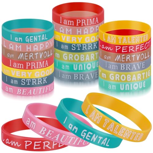 Huiguli 24 Stück Motivationsarmbänder auf Englisch, 20,2 cm Inspirierenden Sprüchen Silikon Armbänder, Motivierendes Silikonarmband, Mutmacher Geschenke Party Mitgebsel für Kollegen Teenager Kinder Huiguli 24 Stück Motivationsarmbänder auf Englisch, 20,2 cm Inspirierenden Sprüchen Silikon Armbänder, Motivierendes Silikonarmband, Mutmacher Geschenke Party Mitgebsel für Kollegen Teenager Kinder von Huiguli