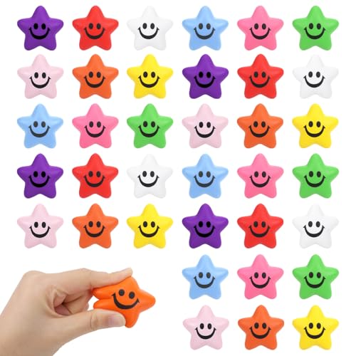 Huiguli 36 Stück Stressbälle Squeeze Ball, Stern Lächeln Gesicht Stressbälle, Mini Stressabbau Bälle Spielzeug für Angst Abbauen Beruhigung Kinder Erwachsene Huiguli 36 Stück Stressbälle Squeeze Ball, Stern Lächeln Gesicht Stressbälle, Mini Stressabbau Bälle Spielzeug für Angst Abbauen Beruhigung Kinder Erwachsene von Huiguli