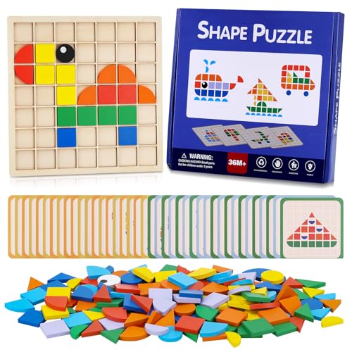 Huiguli Mosaik Puzzle, Tangram Holzpuzzle Kinder mit 139 Geometrischen Formen, 20 Designkarten, Montessori Spielzeug Puzzle ab 3 4 5 6 Jahre, Konzentrationsspiele für Kinder Huiguli Mosaik Puzzle, Tangram Holzpuzzle Kinder mit 139 Geometrischen Formen, 20 Designkarten, Montessori Spielzeug Puzzle ab 3 4 5 6 Jahre, Konzentrationsspiele für Kinder von Huiguli