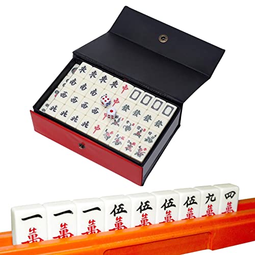 Hujinkan 144 nummerierte Melamin-Fliesen für Mahjong, Chinesisches Mahjong-Set, Traditionelles, leicht zu tragendes Spielzeugset für Spiele im chinesischen Stil, Mahjong-Spiel von Hujinkan
