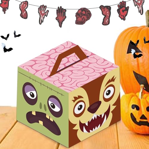 Hujinkan Halloween-Süßigkeitsbehälter - Neuheit Interessante Halloween-Geschenkboxen,Festliche und kreative Papierschachteln für Halloween-Kinderschokolade, Erdbeerbonbons, Kekse von Hujinkan