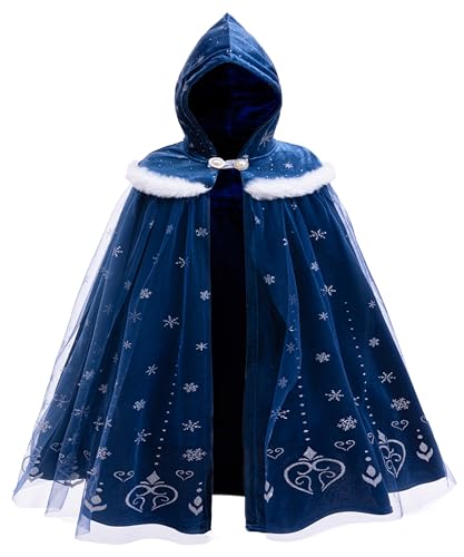 Hulaha 2025 Mädchen Elsa Kapuzenumhang Kinder Prinzessin Dress Up Umhang Mädchen Anna Samt Fancy Cape, Blaues Muster 1, 5-7 Jahre Hulaha 2025 Mädchen Elsa Kapuzenumhang Kinder Prinzessin Dress Up Umhang Mädchen Anna Samt Fancy Cape, Blaues Muster 1, 5-7 Jahre von Hulaha