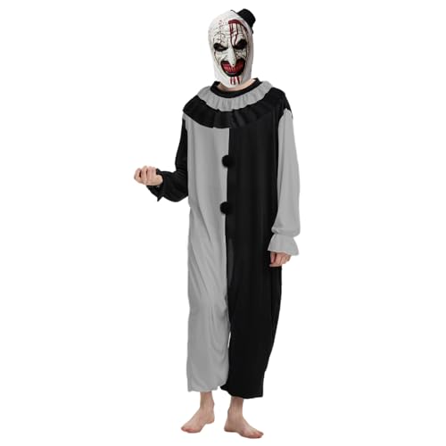 Hulaiyaa Art das Clown Kostüm Halloween Maske, Weihnachts Seelenbrechende Clown Maske mit Kopftuch & Hut, Gruselige Killer Art the Clown Kostüm, Terrifier Kostüm Vollkopf Cosplay Gruselige Requisiten von Hulaiyaa