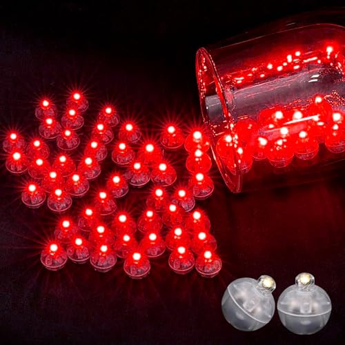 LED Ballons Party Lichter, Hulaiyaa 100 Stück Mini Ballon Lichter Runde, LED Licht Leuchtkugeln für Papier Laternen Hochzeit Blumen Ballon Halloween Weihnachten Geburtstag Klub Dekor(Rot) von Hulaiyaa