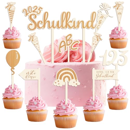 Humairc 2025 Tortendeko Einschulung 10tgl. aus Holz Junge Mädchen Schulkind Zuckertüte Cake Topper ABC 123 Cupcake Torte Deko Kuchendeko Schulanfang Humairc 2025 Tortendeko Einschulung 10tgl. aus Holz Junge Mädchen Schulkind Zuckertüte Cake Topper ABC 123 Cupcake Torte Deko Kuchendeko Schulanfang von Humairc