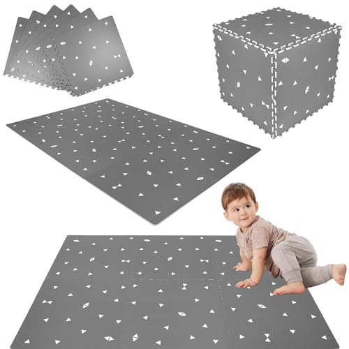 Humbi Puzzlematte Eva Schaumstoff für Babys und Kinder Krabbelmatte Spielmatte Fitnessmatte Schutzmatte Poolmatte Bodenschutz 180 x 120 x 1 cm (Graue Dreiecke) von Humbi