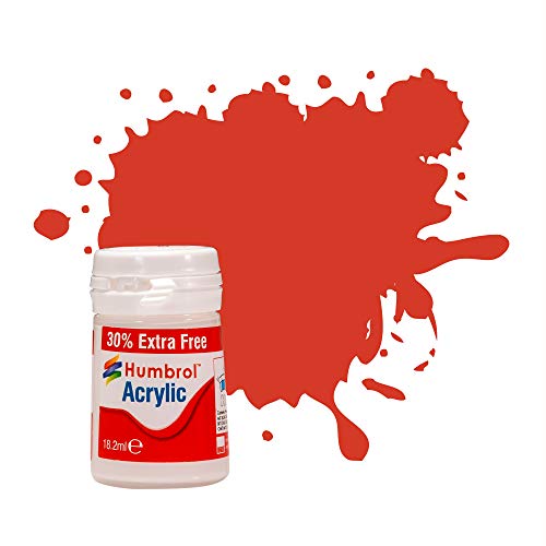 Humbrol AB0174EP 174 Signal Red Satin-14ml Acrylic Paint-Plus 30% Farbe, rot von Humbrol