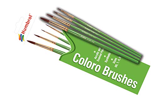 Humbrol AG4050 Pinsel, 4 Stück, Größen, grün, Coloro Size 00, 1, 4, 8 Brush Pack von Humbrol