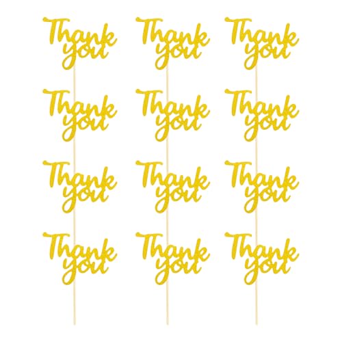 Humdcdy Cupcake-Topper mit Aufschrift "Thank You", 12-teiliges Partyzubehör für Lehrer, Freunde, Erntedankfest, Versammlungen von Humdcdy