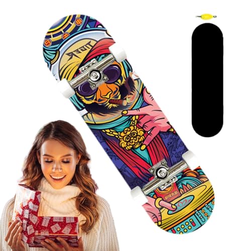 Mini-Skateboards für Kinder,Mini-Skateboards für Finger - Cartoon-Holz-Finger-Skateboard - Buntes Skateboard-Spielzeug für Jungen und Mädchen, niedliches Fingerspielzeug für die Hand-Auge-Koordination von Humdcdy