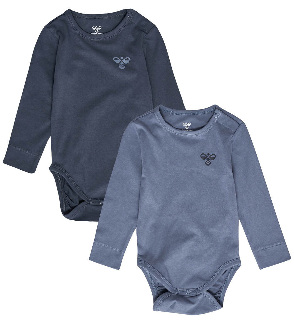 Hummel Body l/ä - hmlMini - 2er-Pack - Ombre Blue/Flint Stone - Hummel - 74 - Body L/Ä von Hummel