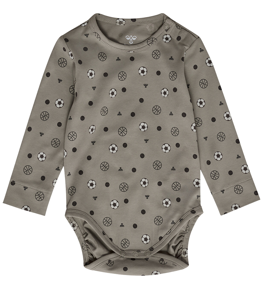 Hummel Body l/ä - hmlMini - AOP - Vintage Khaki m. Bälle - Hummel - 2 Jahre (92) - Body L/Ä von Hummel