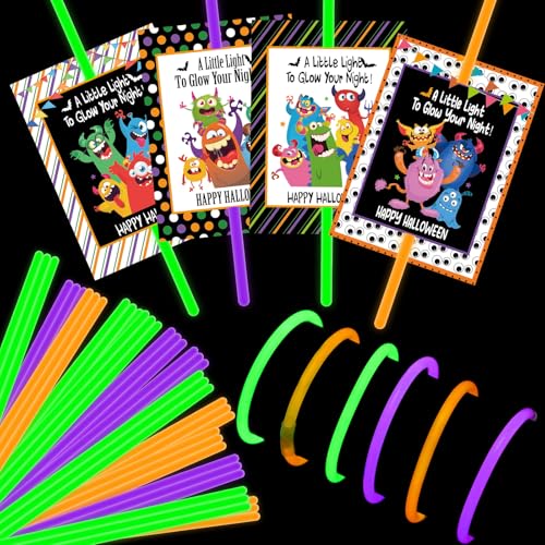 Humyoun 96 Stück Halloween Monster Triple Glow Armbänder mit Karten Geschenk enthalten 24 Stück A Little to Glow Your Light für Halloween Nacht Geschenkanhänger 182.9 cm the Dark Sticks für Schule Humyoun 96 Stück Halloween Monster Triple Glow Armbänder mit Karten Geschenk enthalten 24 Stück A Little to Glow Your Light für Halloween Nacht Geschenkanhänger 182.9 cm the Dark Sticks für Schule von Humyoun