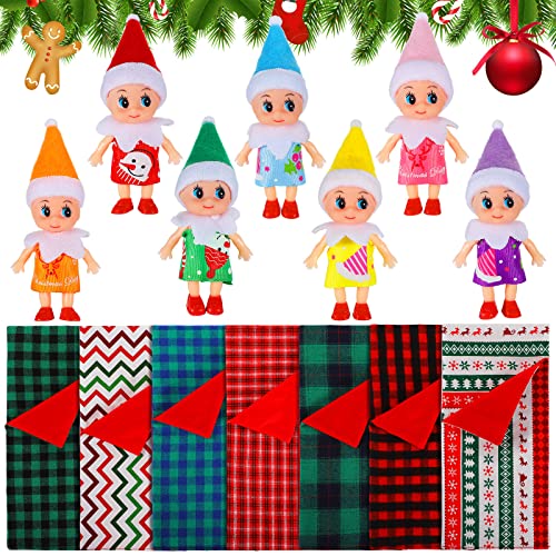 Hungdao 14-teiliges Weihnachtselfen-Puppen mit Schlafsäcken Set enthalten 7 Mini-Elfenpuppen 7 Schlafsäcke Weihnachtszubehör für Weihnachtsdekorationen und Strumpffüller von Hungdao