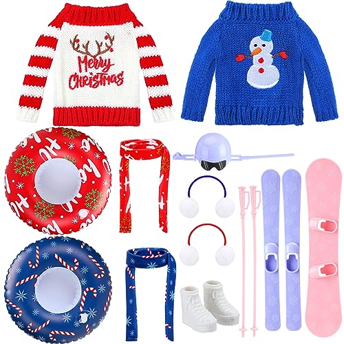 Hungdao 9-teiliges Weihnachtspuppenzubehör-Set enthält Ohrenschützer, weicher Schal, gemütlicher Pullover, aufblasbarer Schneeschlauch, Weihnachtskleidung, Zubehör für Weihnachtspuppenkostüm Hungdao 9-teiliges Weihnachtspuppenzubehör-Set enthält Ohrenschützer, weicher Schal, gemütlicher Pullover, aufblasbarer Schneeschlauch, Weihnachtskleidung, Zubehör für Weihnachtspuppenkostüm von Hungdao