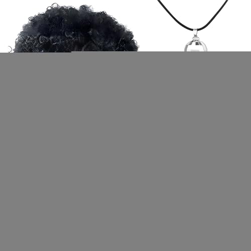HunicandIU 1970er-Jahre-Disco-Zubehör-Set für Damen,70er-Disco-Zubehör - Rapper-Kostüm Bling 5-teiliges 70er-Jahre-Disco-Kostüm-Set,Afro-Perücke, Ohrringe, Armband, Sonnenbrille für von HunicandIU