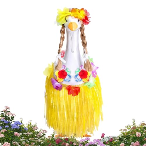 HunicandIU Gänse Kostüm | Garten Hawaiianisches Tier Outfit,Rock Perücke Bikini Zubehör Für Terrasse Outdoor Fest Party Deko 58 Cm Gänsefigur von HunicandIU