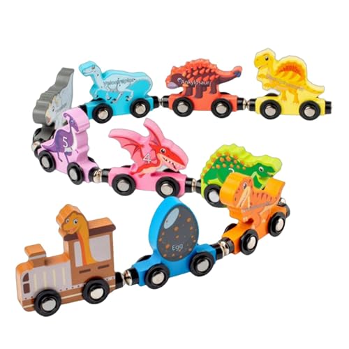 HunicandIU Magnetisches Holzzug Spielzeug, magnetischer Dinosaurierzug Set - Bildungsspielzeug mit Bildungsholz,Nettes Tierspiel, frühe Bildungshilfe für Kindergärten, Kindergarten, Versammlung von HunicandIU