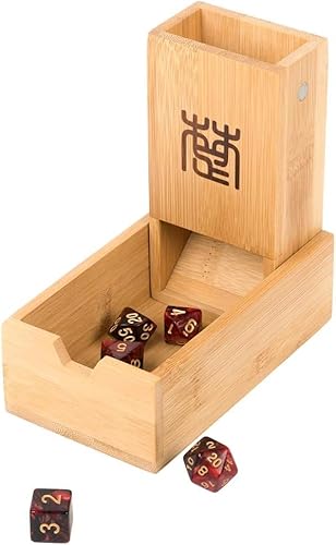 Hunmor Bambus Würfelturm DND Dice Tower, Faltbarer Würfelturm, DND-Würfelrollturm, Magnetischer tragbarer Rollenturm für Dungeons and Dragons, Cthulhu, Tischspiel und RPG-Spiele von Hunmor