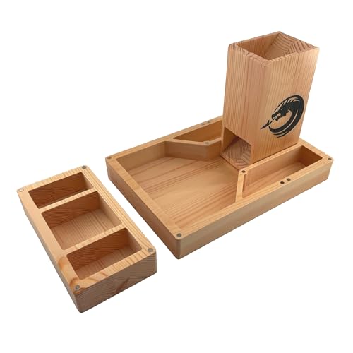 Hunmor Holz Würfelturm DND Dice Tower, Würfelturm mit Würfelbretter, DND-Würfelrollturm, Magnetischer tragbarer Rollenturm für Dungeons and Dragons, Cthulhu, Tischspiel und RPG-Spiele von Hunmor