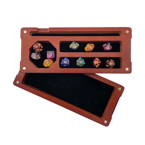Hunmor Würfelbox Holz Dice Box DND Würfelbrett 24x10 cm Würfelunterlage mit Würfelteller Würfelschale und Vorratsbehälter ideal für Dungeons and Dragons (D&D) von Hunmor