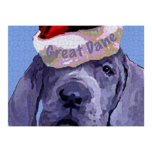 Hunnry Great dane Puppy in Santa hat Puzzle 1000 Stück für Erwachsene & Familien Klassische Puzzle Fine Motive Fotopuzzle Kunstsammlung 75 x 50 cm von Hunnry
