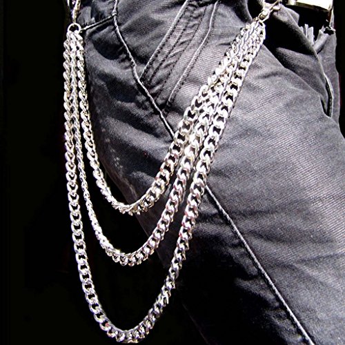 HuntGold 1 X Modisch Cool Glänzend Punkstil Hosen Hose Jeans Geldbörse Kette Felsen Hip Hop Bauchkette (Silber) von HuntGold