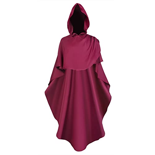 Mittelalter Umhang Männer und Damen Kapuze Mantel mit Manschette Einfarbige Tunika ies Uniform Renaissance Vampir Umhang Gothic Cosplay Cape Halloween Kostüm für Mottoparty, Halloween, Karneval von Huoghebg