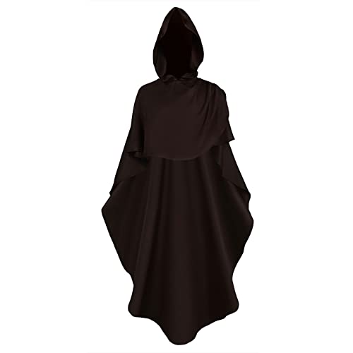 Mittelalter Umhang Männer und Damen Kapuze Mantel mit Manschette Einfarbige Tunika ies Uniform Renaissance Vampir Umhang Gothic Cosplay Cape Halloween Kostüm für Mottoparty, Halloween, Karneval von Huoghebg