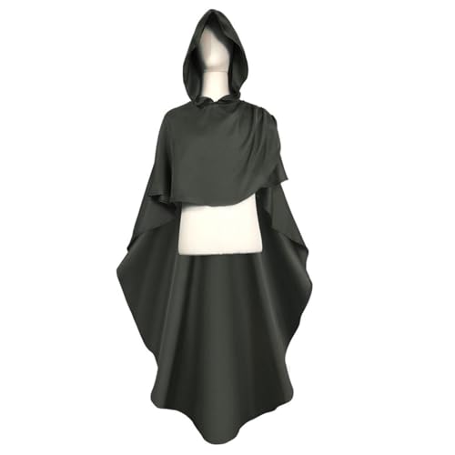 Mittelalter Umhang Männer und Damen Kapuze Mantel mit Manschette Einfarbige Tunika ies Uniform Renaissance Vampir Umhang Gothic Cosplay Cape Halloween Kostüm für Mottoparty, Halloween, Karneval von Huoghebg