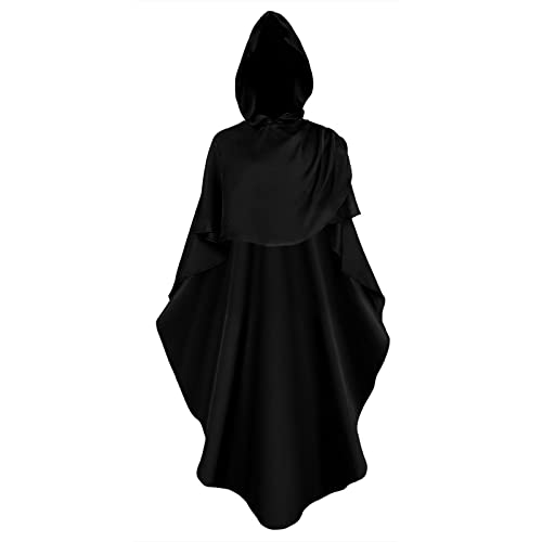 Mittelalter Umhang Männer und Damen Kapuze Mantel mit Manschette Einfarbige Tunika ies Uniform Renaissance Vampir Umhang Gothic Cosplay Cape Halloween Kostüm für Mottoparty, Halloween, Karneval von Huoghebg