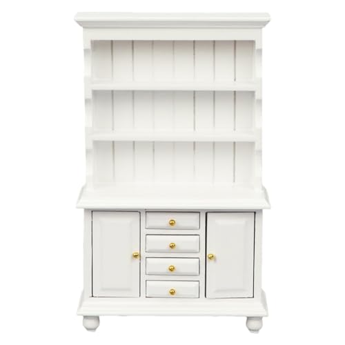 1:12 Skala Dollhouse Bookshelf Classic Klassische Holzminiatur 4x6x1 Zoll, winzige Bücherregalmöbel für DIY Dollhouse Decoration Accessoires Weiß von Huraoerrrr