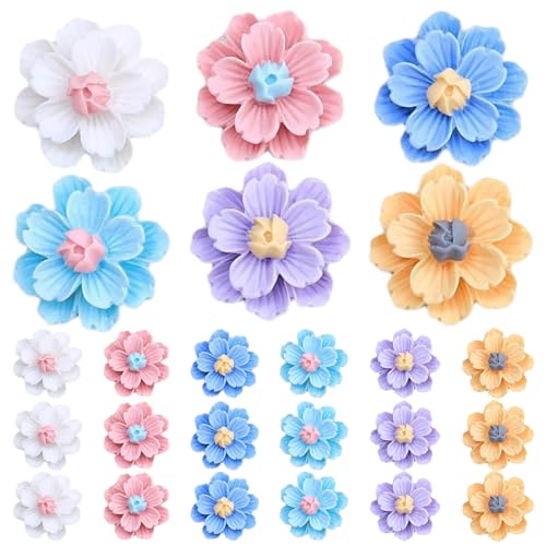 24pcs Blumencupcake -Topper, farbenfrohe Harz Blumenform zum Geburtstag von Kindern, Themenparty, Hochzeitsdekorationen 24pcs Blumencupcake -Topper, farbenfrohe Harz Blumenform zum Geburtstag von Kindern, Themenparty, Hochzeitsdekorationen von Huraoerrrr